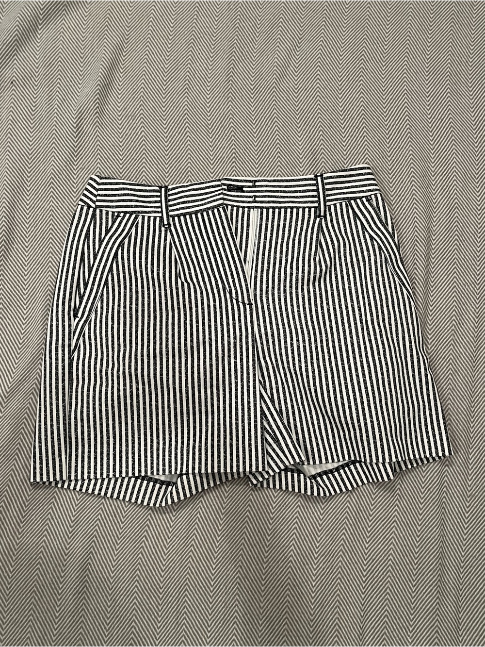 White House Black Market Black and White Striped Bermuda Shorts - Size 0